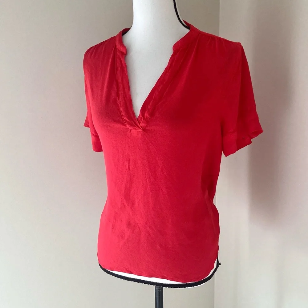 J. Crew Drapey Band Collar Popover Top in Bright Cerise Size S - Picture 8 of 11